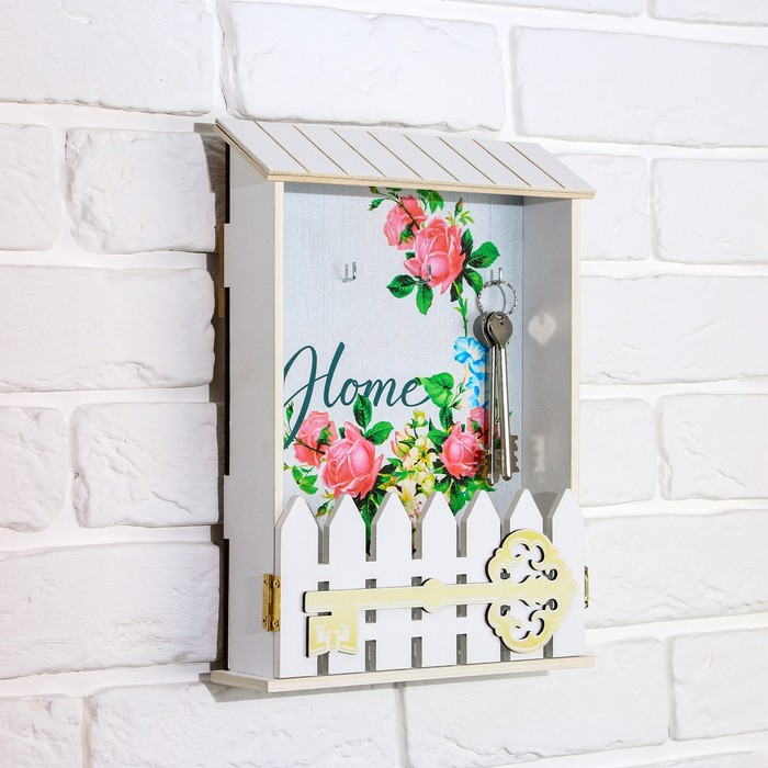 Ключница настенная &laquo;Home&raquo;, цветы, 22,5 х 30,5 х 5,7 см.
