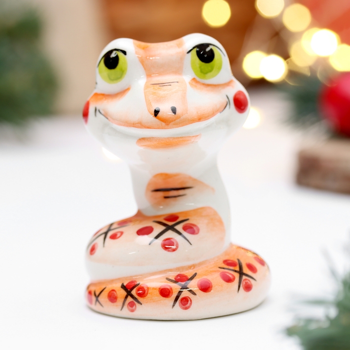 Новый год. Сувенир символ года Новый год. Сувенир символ года "Змей Улыбка красный", 7 см, фарфор