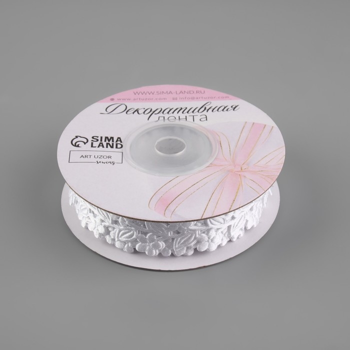 Лента фигурная «Ветви с цветами», 20 мм, 9 ± 0,5 м, цвет белый Лента фигурная «Ветви с цветами», 20 мм, 9 ± 0,5 м, цвет белый