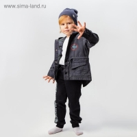 Шапка для мальчика, цвет тёмно-серый/звезда, размер 54-58