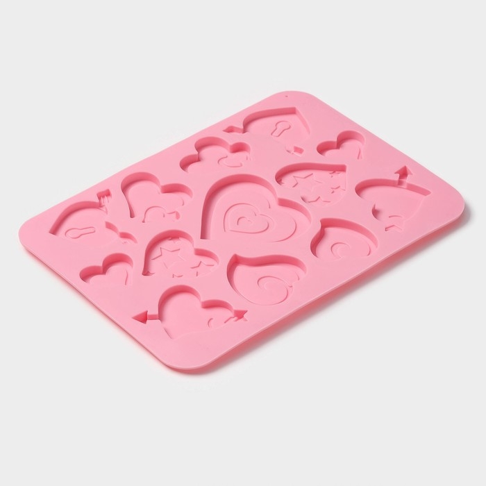 Форма для шоколада Доляна «Амуры», силикон, 13 ячеек, 23×16,5×0,5 см, цвет розовый Форма для шоколада Доляна «Амуры», силикон, 13 ячеек, 23×16,5×0,5 см, цвет розовый