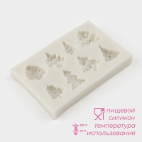 Молд новогодний Доляна &laquo;Ёлки&raquo;, силикон, 10&times;6,5&times;1,3 см, цвет серый