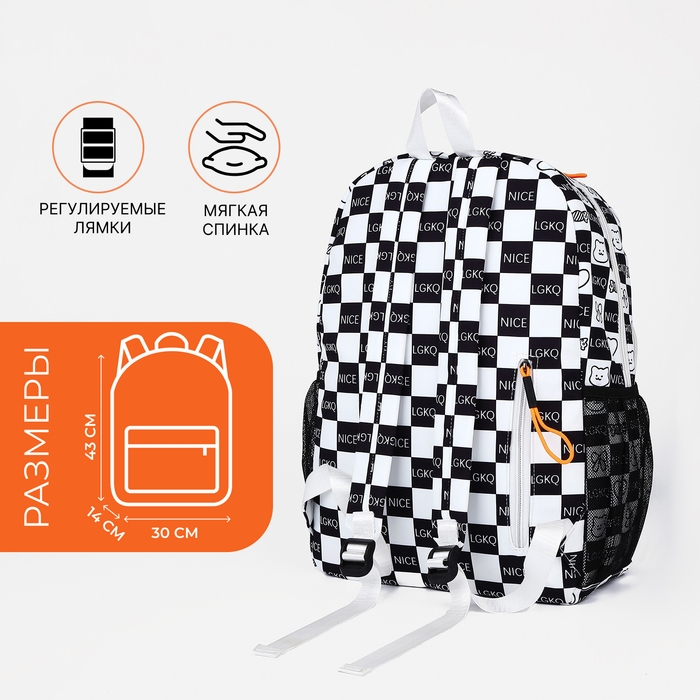 Рюкзак школьный из текстиля на молнии, 5 карманов, цвет чёрный Рюкзак школьный из текстиля на молнии, 5 карманов, цвет чёрный