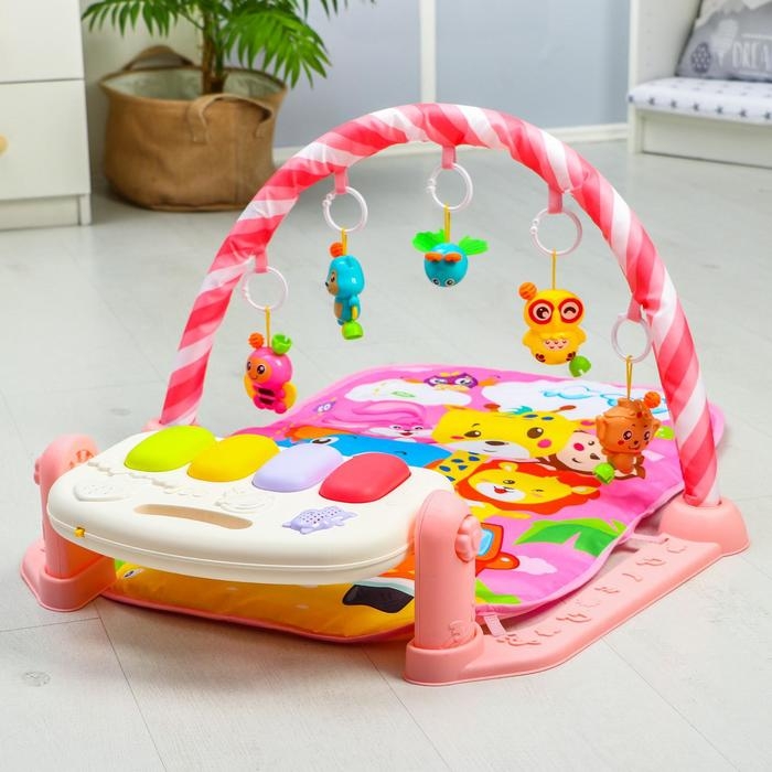 Развивающий коврик &laquo;Жирафик&raquo;, с пианино, розовый