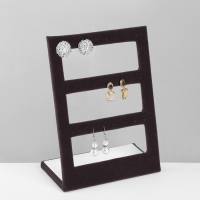 Подставка под серьги 3 ряда, 12 пар, 15,5&times;8&times;21 см, цвет серый графит