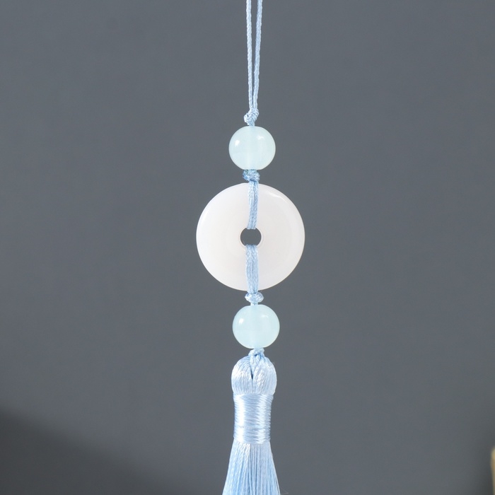 Подвеска текстиль, пластик Подвеска текстиль, пластик "Нефритовый кулон" небесная 1х2,5х12,5 см