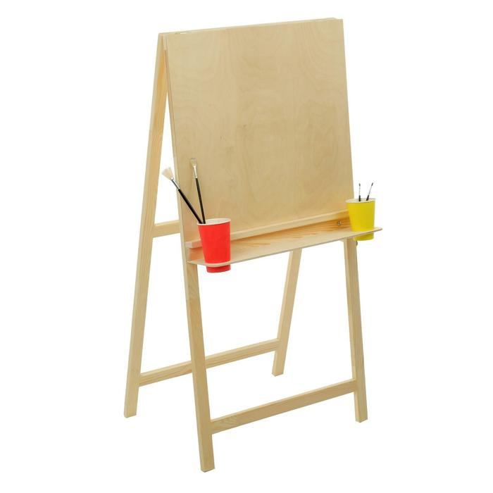 Мольберт тип &laquo;Хлопушка&raquo;, 120 х 60 х 65 см, планшет 60 х 60 см, полка с двумя подстаканниками, неокрашенное дерево, Calligrata