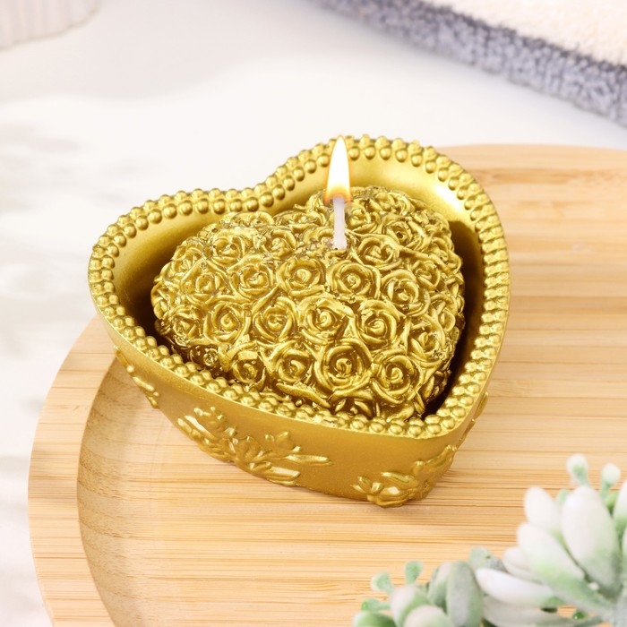 Свеча Свеча "Сердце" 9х4,5см, золото