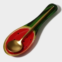 Подставка стеклянная под ложку Доляна &laquo;Сладкий арбуз&raquo;, 23,5&times;8,3&times;1,5 см