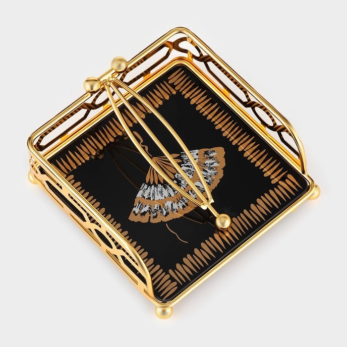 Салфетница &laquo;Веер&raquo;, 15&times;15&times;6, цвет золотой