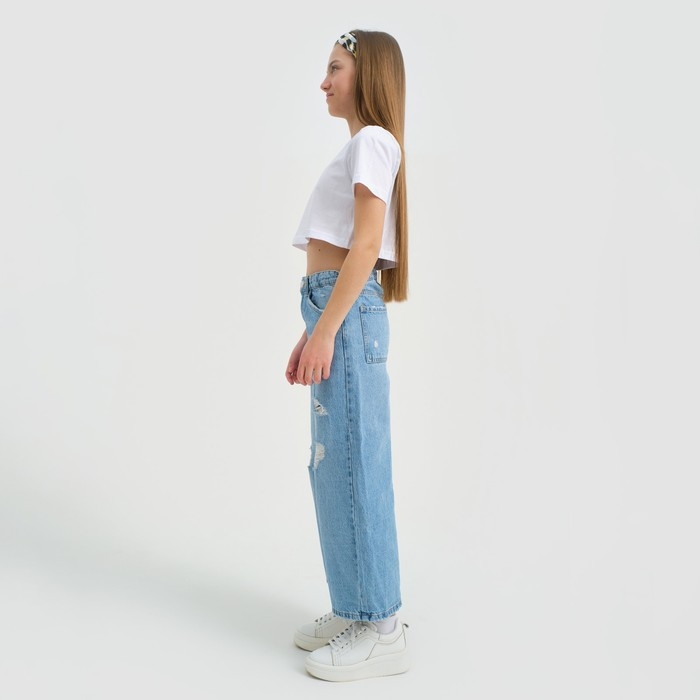 Футболка для девочки укороченная KAFTAN "Selfie", рост 164-170, цвет белый