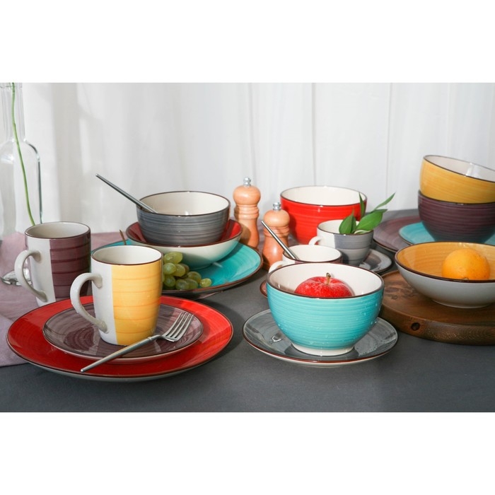 Тарелка керамическая десертная Доляна &laquo;Морской мир&raquo;, d=19 см, цвет красный