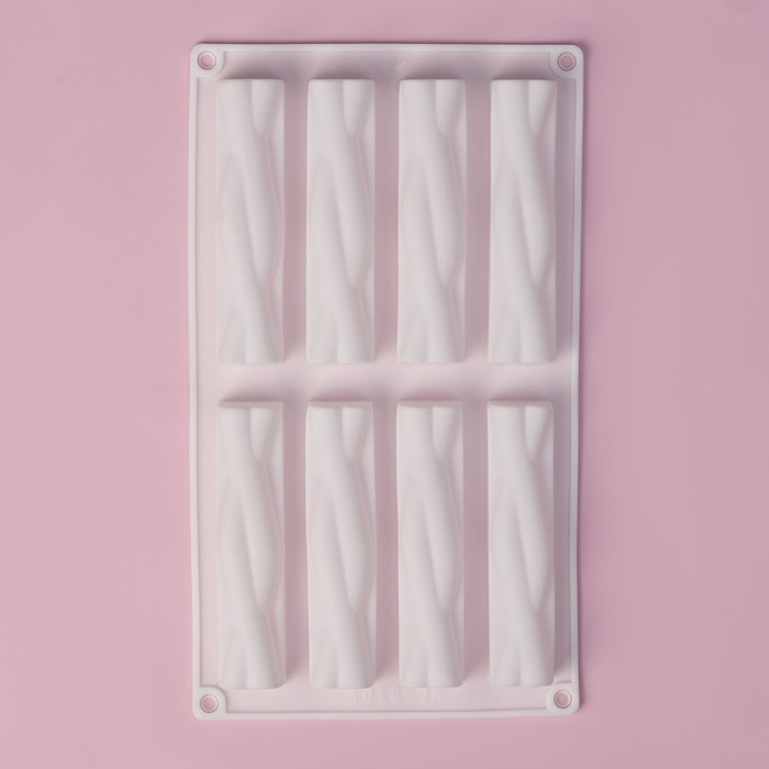 Форма для выпечки Доляна &laquo;Жгуты&raquo;, силикон, 28,5&times;16,5&times;2,3 см, 8 ячеек (12&times;2,7&times;2,3см) , цвет белый