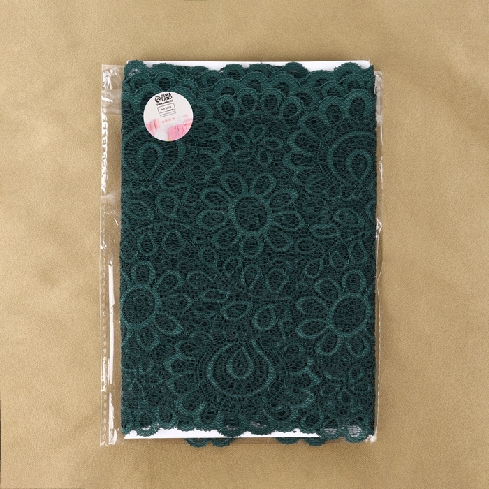 Кружевная эластичная ткань, 190 мм &times; 2,7 &plusmn; 0,5 м, цвет изумрудный