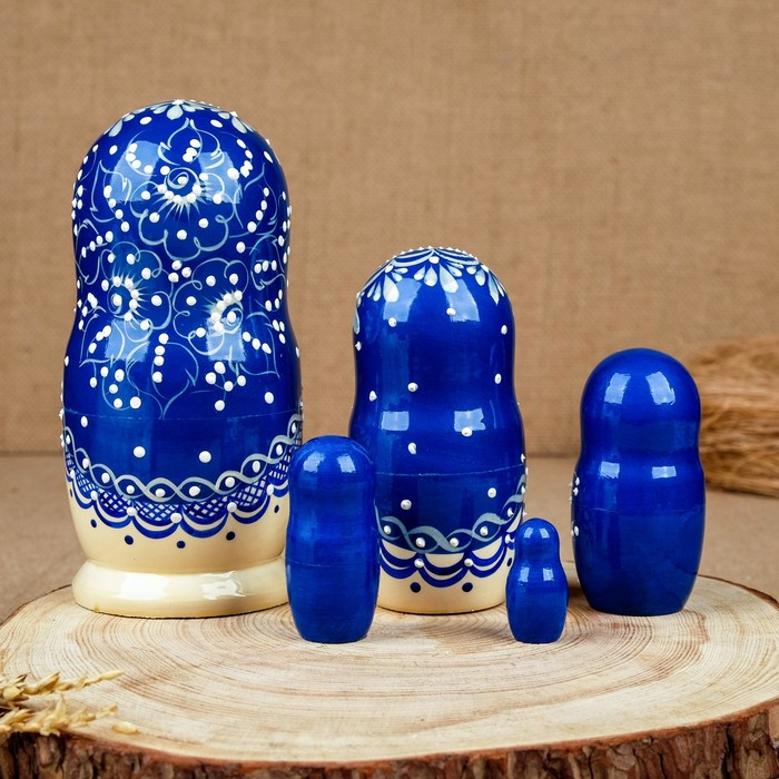 Матрёшка &laquo;Гжель&raquo;, высокая, 5 кукольная, люкс