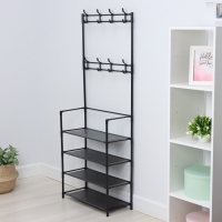 Вешалка - стойка напольная для одежды LaDо́m, полки для обуви, 4 яруса, 60&times;26&times;155 см, цвет чёрный
