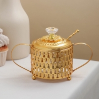 Сахарница &laquo;Кувшин&raquo;, 200 мл, 18,5&times;19,5&times;12,5 см, с ложкой, цвет металла золотой