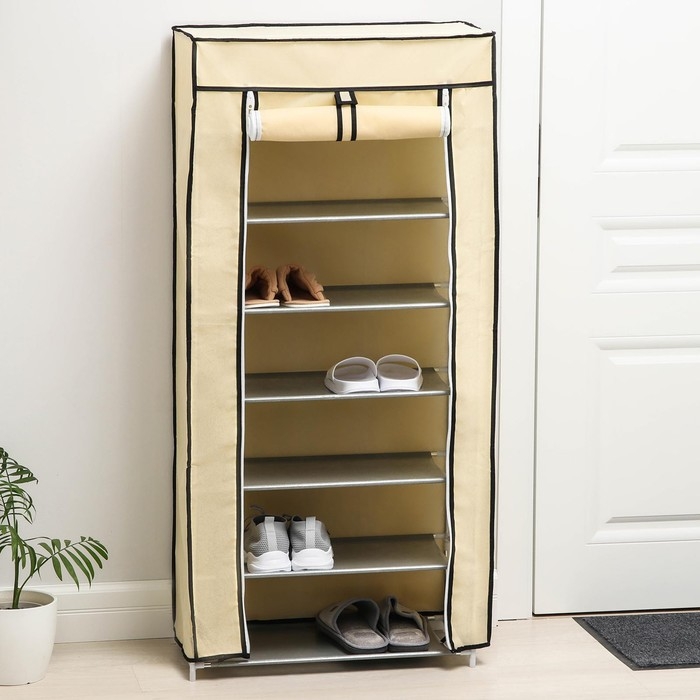 Обувница, 7 ярусов, 60&times;30&times;120 см, цвет бежевый