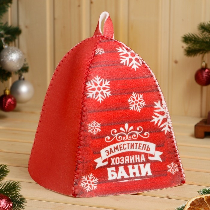 Новый год Шапка для бани принтованная Новый год Шапка для бани принтованная "Заместитель хозяина бани"