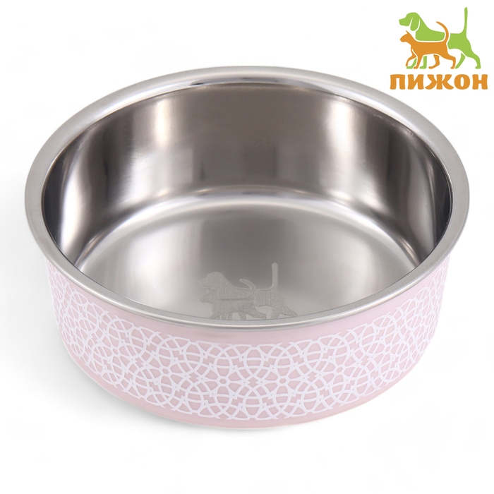 Миска с силиконовым основанием Миска с силиконовым основанием "Кружева", розовая, 500 мл