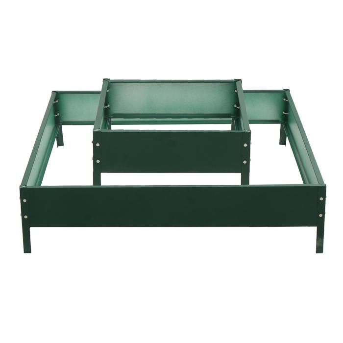 Клумба оцинкованная, 2 яруса, 50 × 50 см, 100 × 100 см, h = 30 см, зелёная, «Квадро», Greengo Клумба оцинкованная, 2 яруса, 50 × 50 см, 100 × 100 см, h = 30 см, зелёная, «Квадро», Greengo