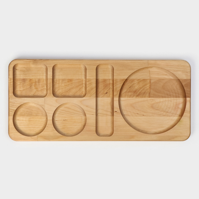 Поднос-подставка Adelica &laquo;Чайная станция&raquo;, на 2 персоны, с потайными ручками, 40&times;18&times;1,8 см, берёза