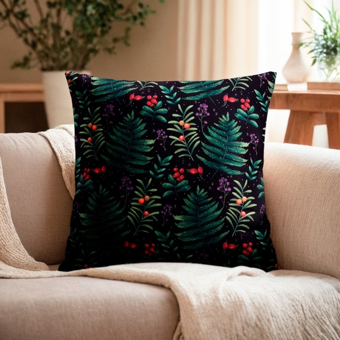 Наволочка декоративная Этель &laquo;Папоротник&raquo; 40х40 см, 100% п/э, велюр