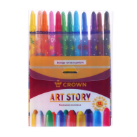 Мелки восковые 12 цветов Crown Art Story, выкручивающийся стержень Мелки восковые 12 цветов Crown Art Story, выкручивающийся стержень