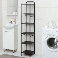 Стеллаж напольный шестиярусный, 29&times;29&times;158,5 см, цвет чёрный