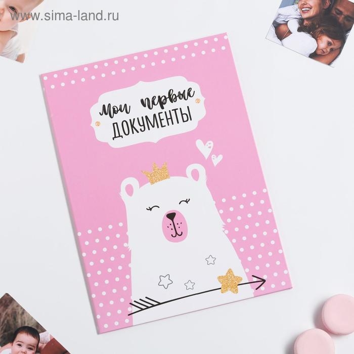 Папка для свидетельства о рождении для девочки &laquo;Мишка&raquo;, А4