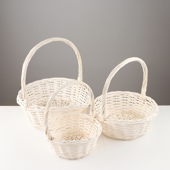 Набор корзин &laquo;Плетёнка&raquo;, 3 шт, 38&times;13/41 см, 34&times;11/38 см, 30&times;9/34 см, ива
