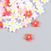 Декор для творчества пластик "Незабудки белые, красные, розовые"набор 70 шт 0,8х0,8 см