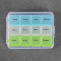 Таблетница - органайзер, английские буквы, утро/день/вечер/ночь, 3 контейнера по 4 секции, цвет МИКС Таблетница - органайзер, английские буквы, утро/день/вечер/ночь, 3 контейнера по 4 секции, цвет МИКС