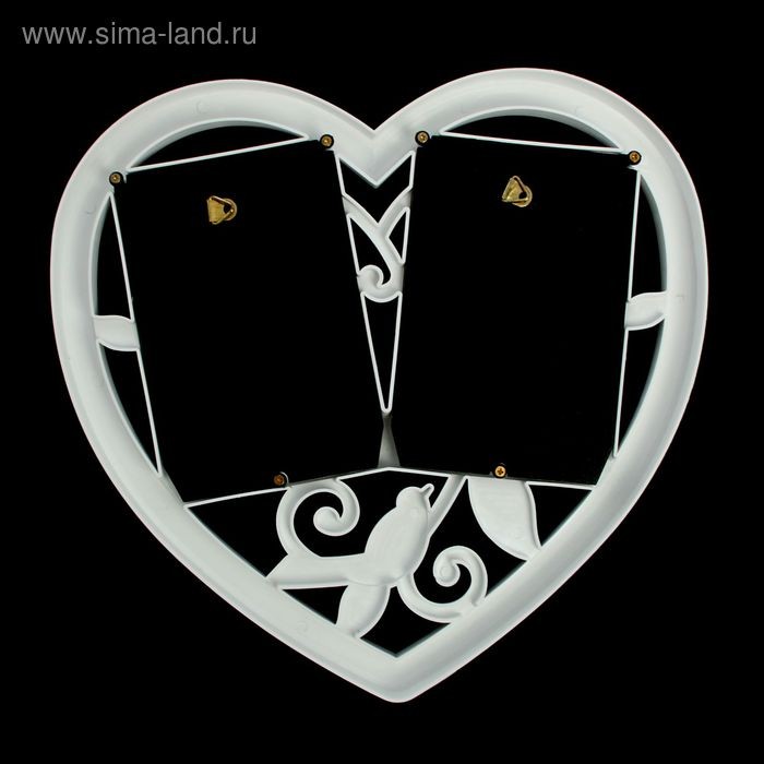 Фоторамка пластик на 2 фото 10х15 см Фоторамка пластик на 2 фото 10х15 см "Птица в сердце" белая 29,5х28 см