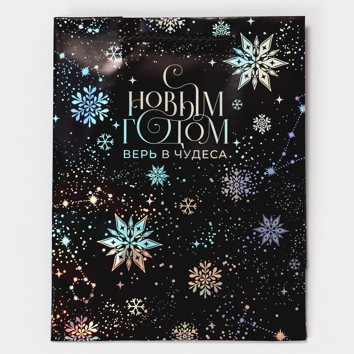 Пакет голографический &laquo;Танец снежинок&raquo;, 18 х 23 х 10 см