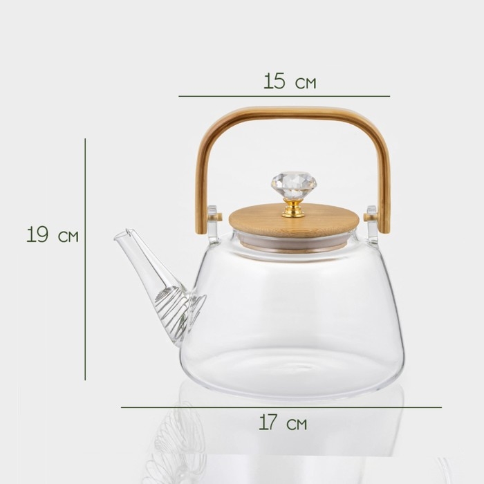 Чайник заварочный стеклянный с металлическим ситом BellaTenero &laquo;Эко. Бриллиант&raquo;, 1 л, 17&times;15&times;19 см