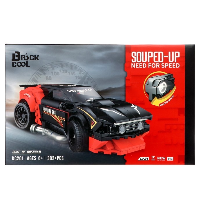 Конструктор Гонка «Чёрный буйвол», инерционный механизм, 382 детали Конструктор Гонка «Чёрный буйвол», инерционный механизм, 382 детали