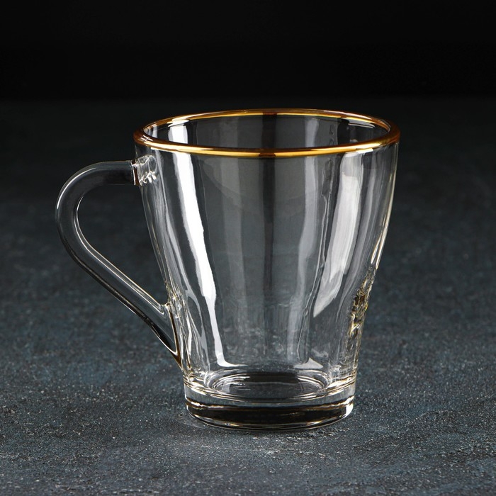 Кружка &laquo;Золотая кайма&raquo;, стеклянная, 250 мл