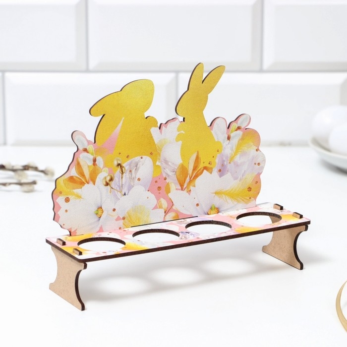 Подставка на 4 яйца &laquo;Кролики&raquo;, 19,6 х 16 х 6 см.
