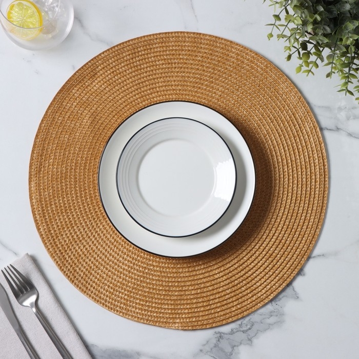 Салфетка сервировочная на стол Доляна &laquo;Лофт&raquo;, d=38 см, цвет песочный