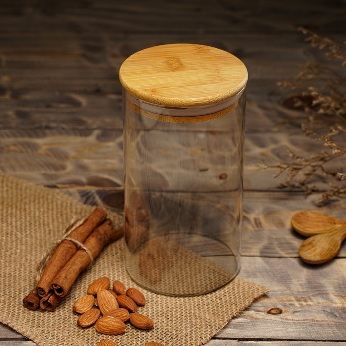 Банка стеклянная для сыпучих продуктов Magistro «Эко», 700 мл, 8,5×15,5 см Банка стеклянная для сыпучих продуктов Magistro «Эко», 700 мл, 8,5×15,5 см