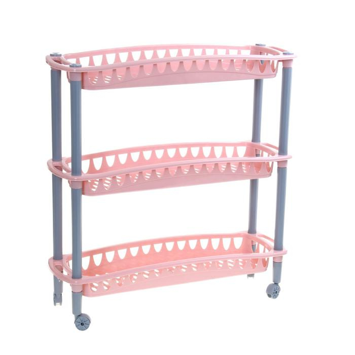 Этажерка напольная узкая 3-х секционная Бытпласт &laquo;Джулия&raquo;, на колёсиках, цвет МИКС