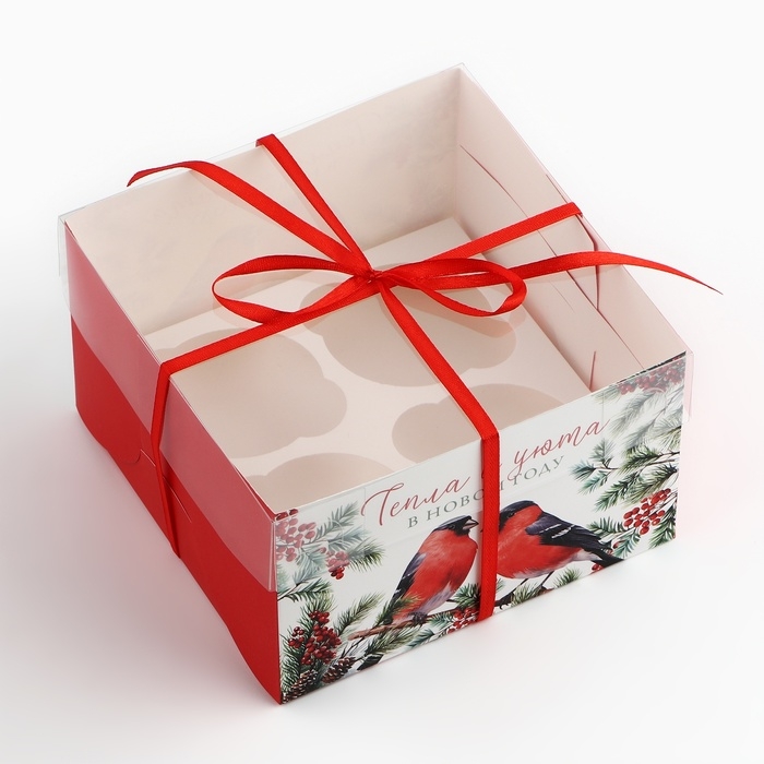 Коробка для капкейка &laquo;Тепла и уюта&raquo;, 16 х 16 х 10 см, Новый год