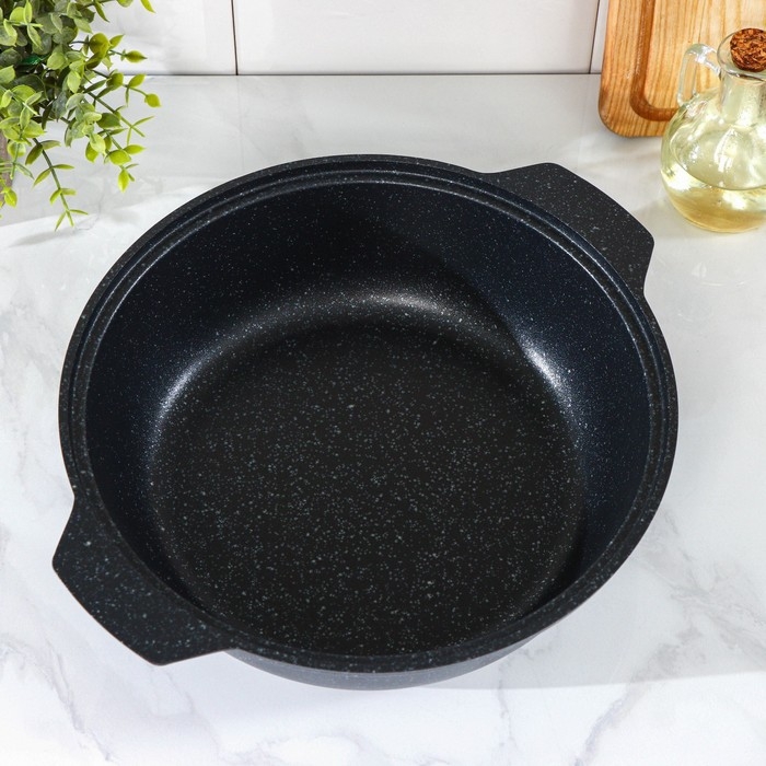 Жаровня, 3 л, d=28 см, h=8,5 см, антипригарное покрытие, цвет тёмный мрамор Жаровня, 3 л, d=28 см, h=8,5 см, антипригарное покрытие, цвет тёмный мрамор