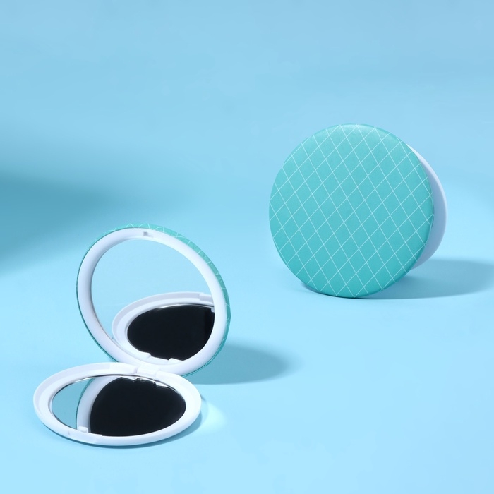 Зеркало складное (2) б/увел ГЕОМЕТРИЯ d7.5см пластик/бумага клетка пакет QF