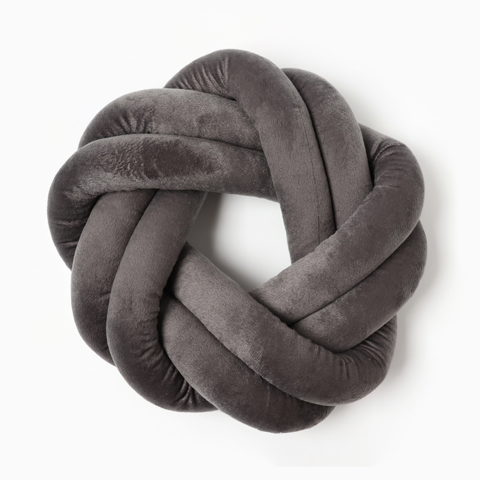 Подушка-узел &laquo;Этель&raquo;, d=33см, цвет серый, велюр