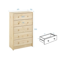 Комод RAST 5, 62х30х109, Массив сосны