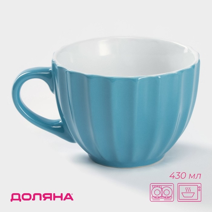 Кружка керамическая Доляна &laquo;Ноэми&raquo;, 430 мл, цвет голубой