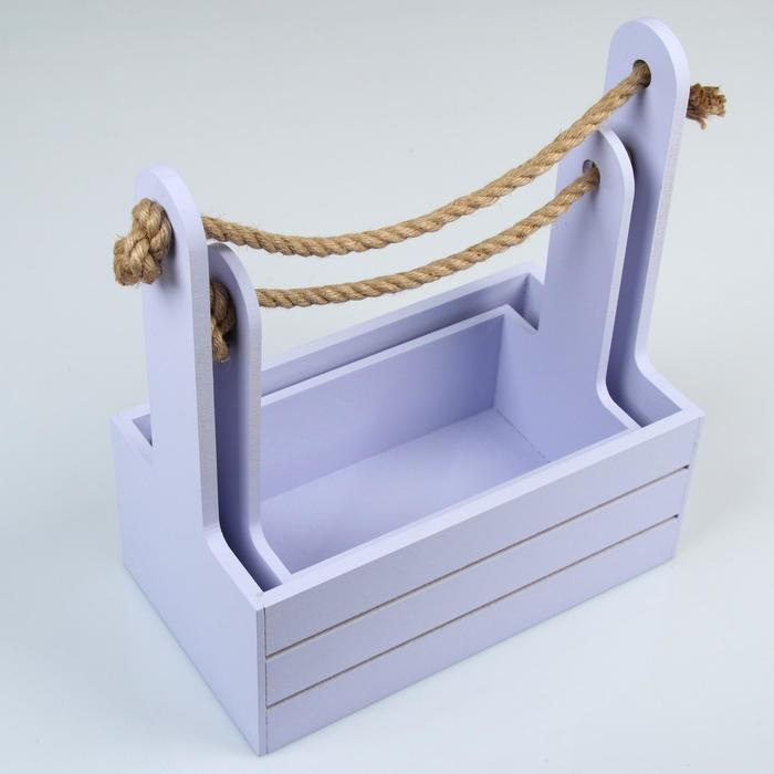 Набор кашпо деревянных 2 в 1 (25&times;15&times;30; 21&times;12&times;23 см) "Dear", ручка канат, лаванда