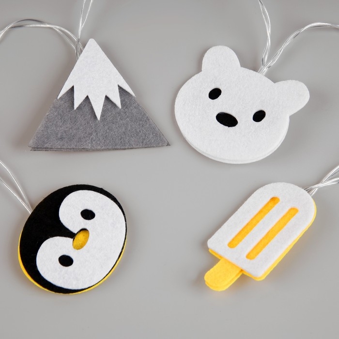 Гирлянда &laquo;Нить&raquo; 1.35 м с насадками &laquo;Эскимо&raquo;, IP20, прозрачная нить, 10 LED, батарейки AAх2 (нет в комплекте), свечение белое